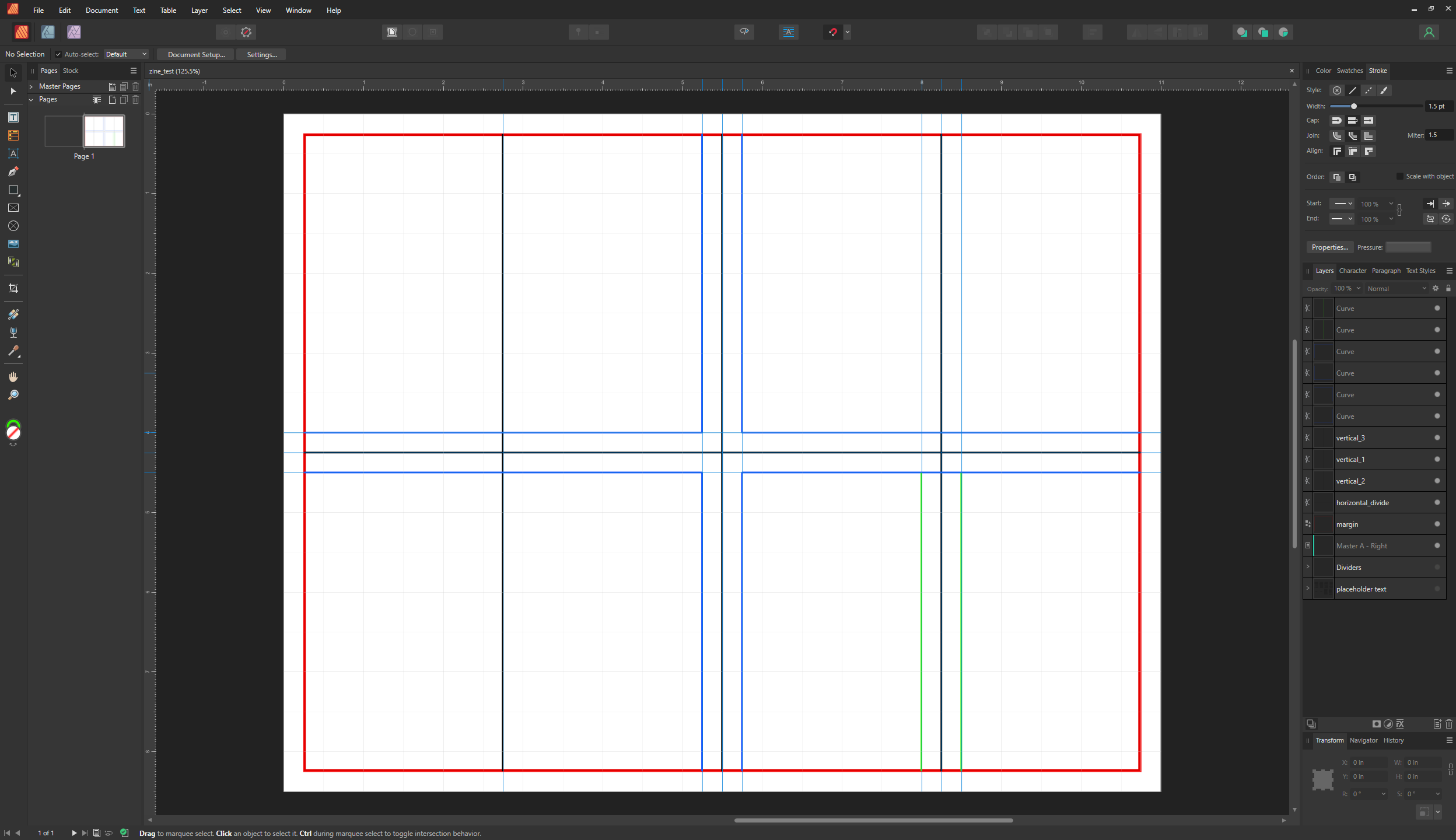 a test layout for zine printing