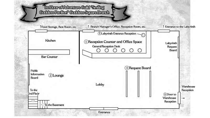 the first floor floor plan from the Granzale Smiling Goddess Pavilion adventurer's guild