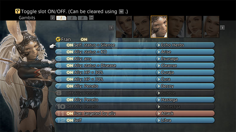 the gambit screen from Final Fantasy 12