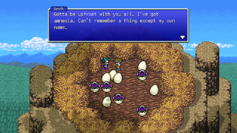 A final fantasy 3 quote: "Gotta be upfront with you all. I've got amnesia. Can't remember a thing except my own name."